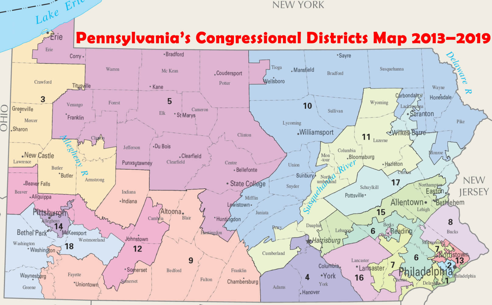 Pennsylvania Congressional Districts Map 2013–2019